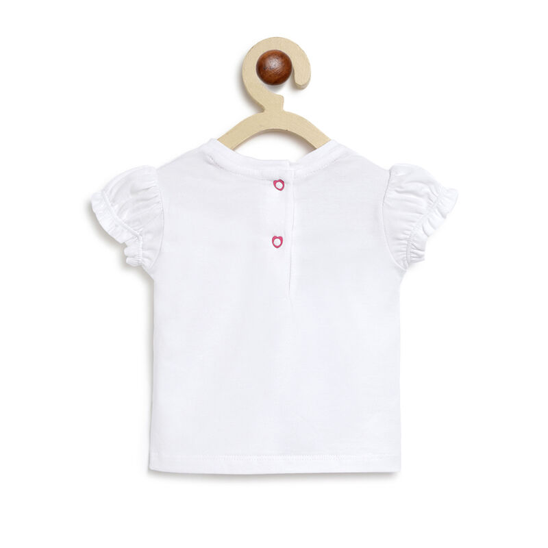 Girls White Printed Short Sleeve T-shirt image number 1